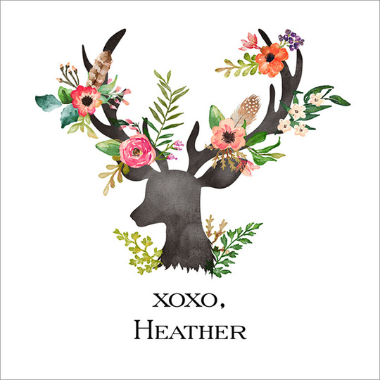 Floral Decorated Deer Square Gift Stickers